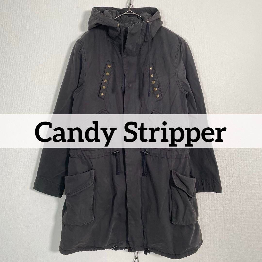 00s Candy Stripper モッズコート フェアリーグランジバナナワニ スタッズ キャンディーストリッパー レディース サイズ2 フェードブラック系