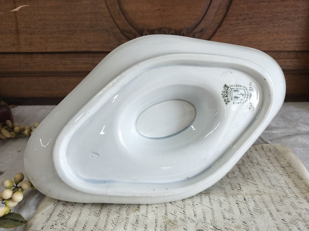 ※美品※フランスアンティーク　サンタマン　ソーシエール　カンパニュラ フランスアンティーク サンタマン窯 野薔薇 ￼ソーシエール