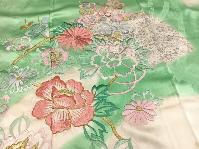 平和屋着物□豪華振袖 刺繍 花尽くし 暈し染め 銀彩 正絹 逸品