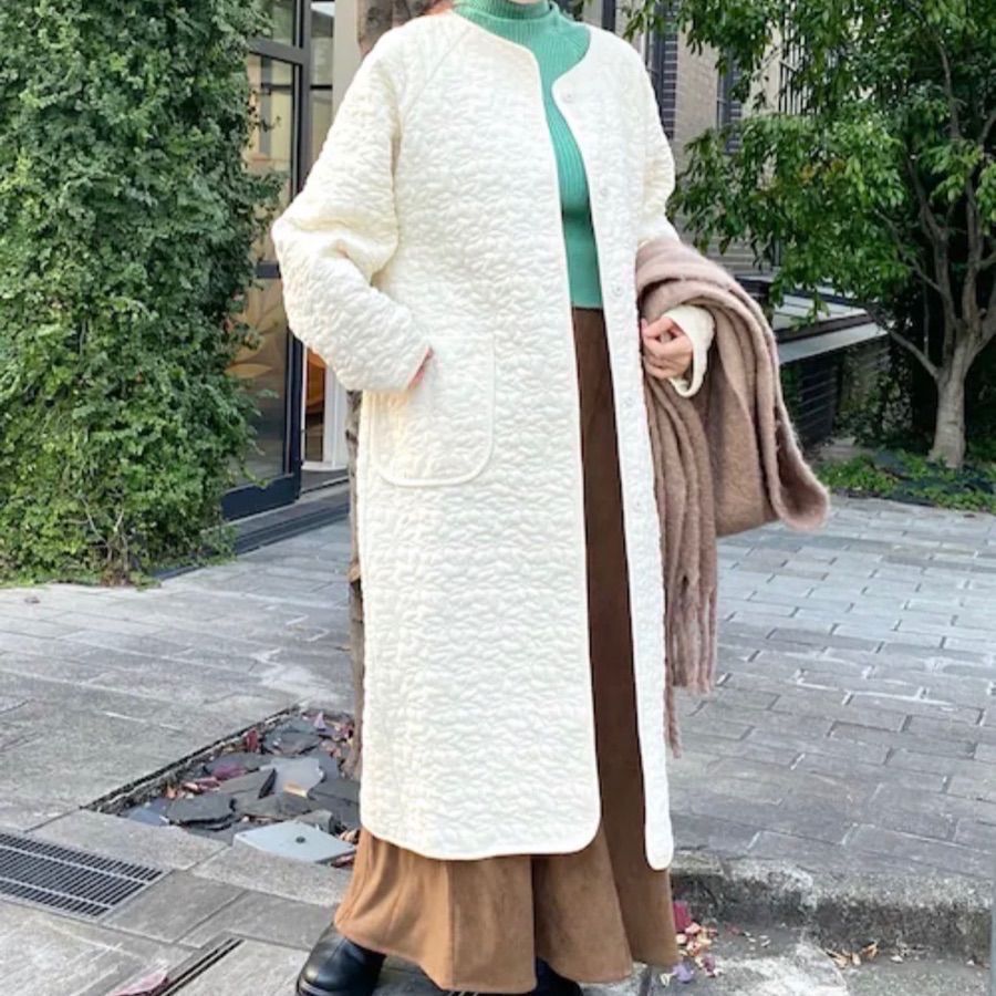 新品未使用 Kastane ニットベスト付花刺繍キルティングコート 