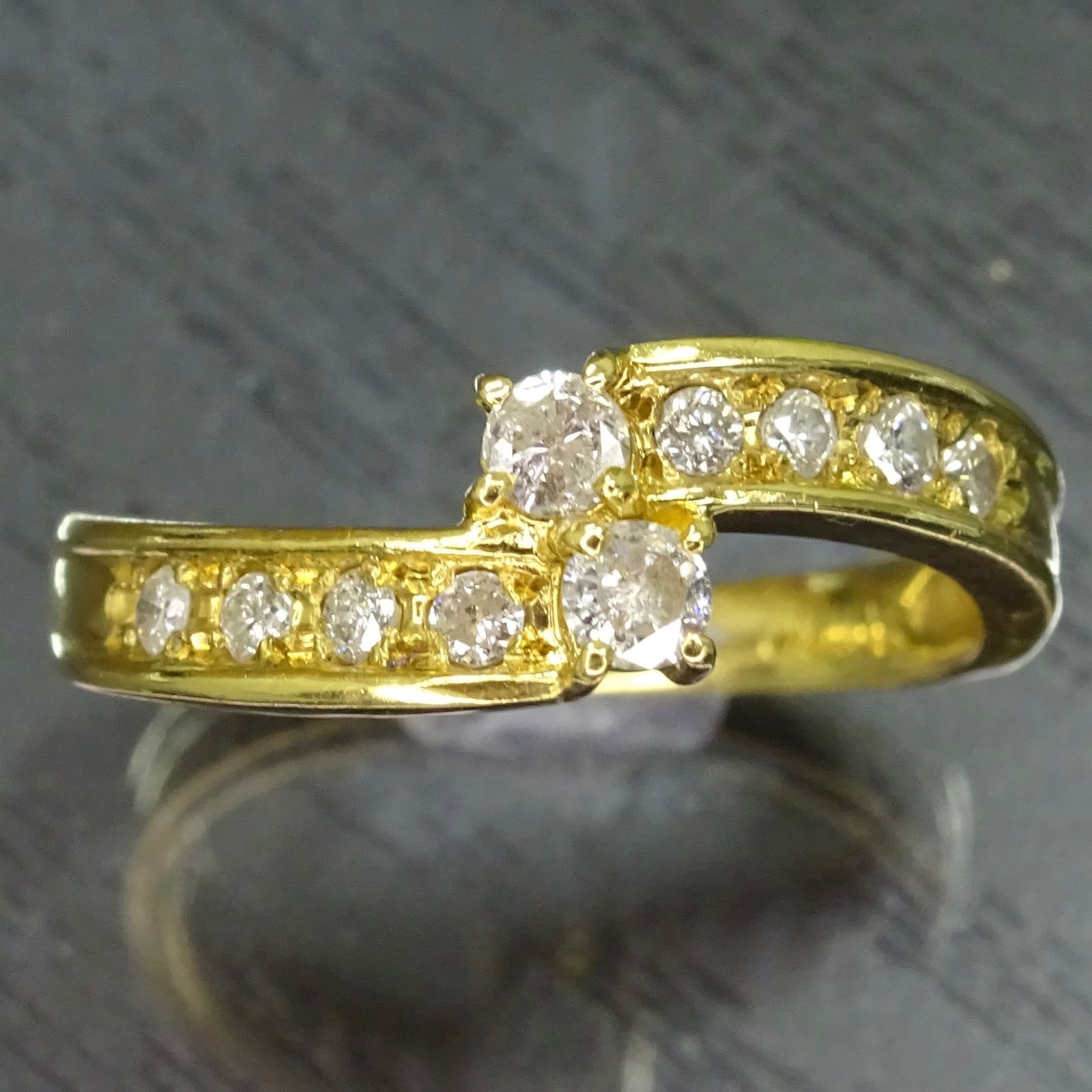 18金 K18 ゴールド GOLD 750 天然ダイヤモンド0.30ct ウェーブ 