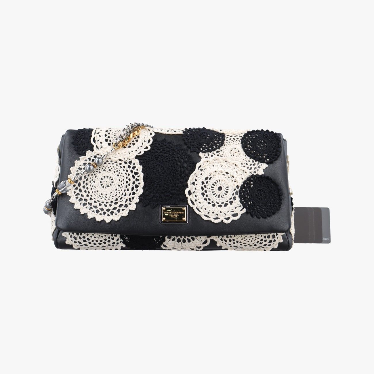ドルチェ＆ガッバーナDolce - Gabbanaレースフレッシュホワイト×ブラックレザー