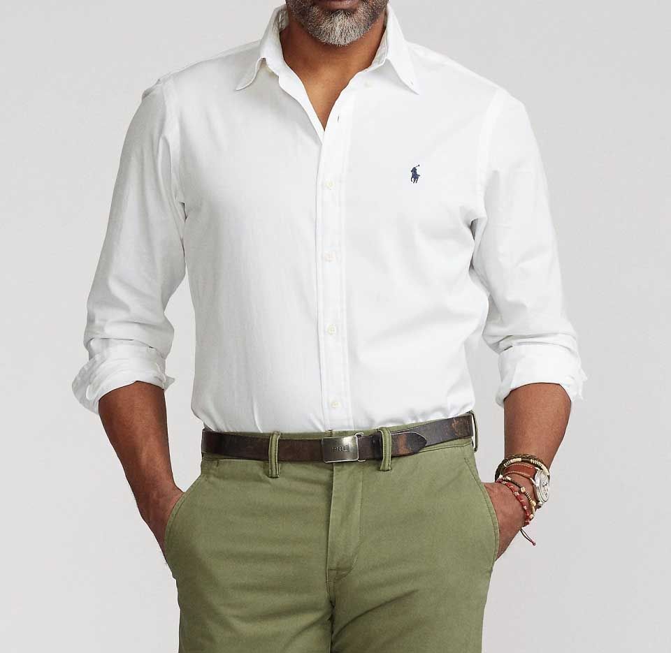 POLO RALPH LAUREN ポロ ラルフ ローレン クラシックフィット リネン 長袖シャツ White ｱｳﾄﾚｯﾄ M A282