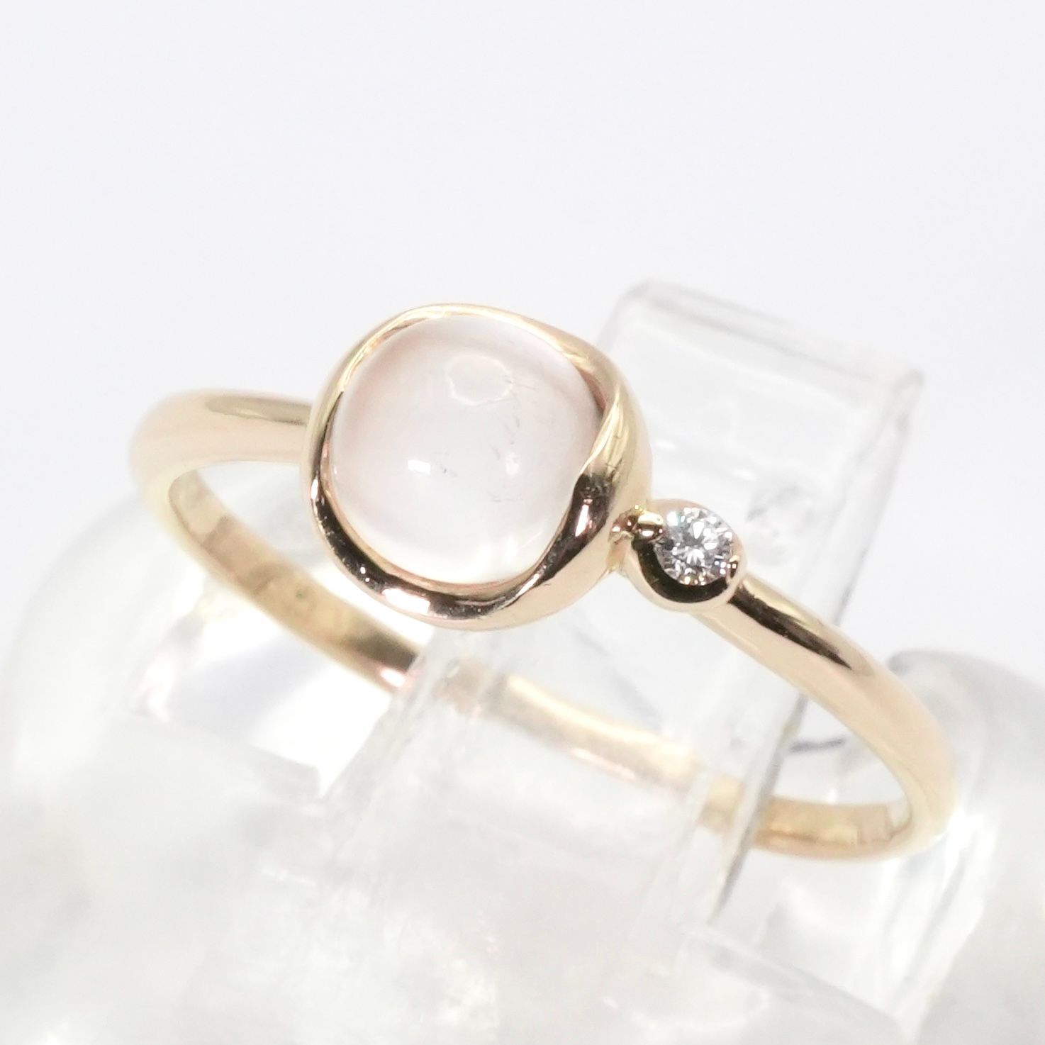 美品 スタージュエリー ムーンストーン K10 リング ダイヤ/24-4791S  