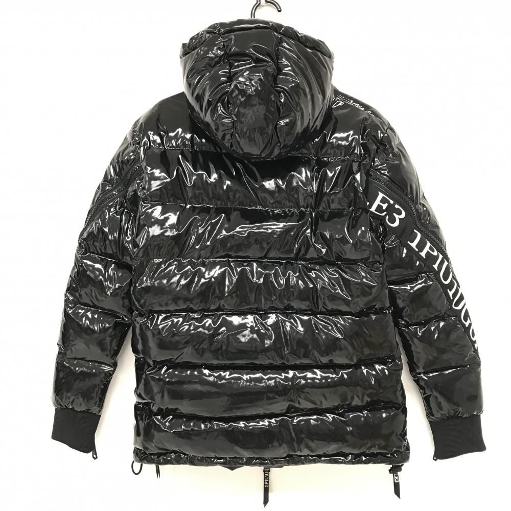 超 ウノピゥウノウグァーレトレ ダウンジャケット 黒 エナメル メンズ M ゴルフウェア 1PIU1UGUALE3
