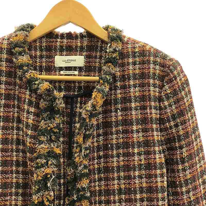 ◾️新品タグ付き◾️ イザベルマランエトワール　ノーカラーツイードジャケット タグ付極美品】イザベルマランエトワール 黒 ノーカラー