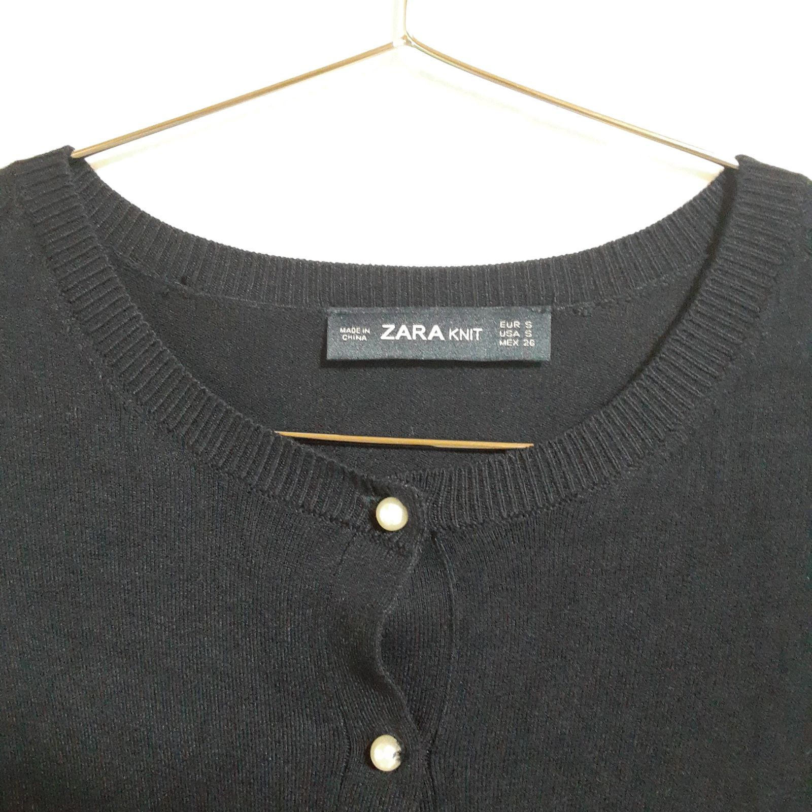 ZARA ザラ S ダークネイビー ニットカーディガン 長袖 ラウンドネック