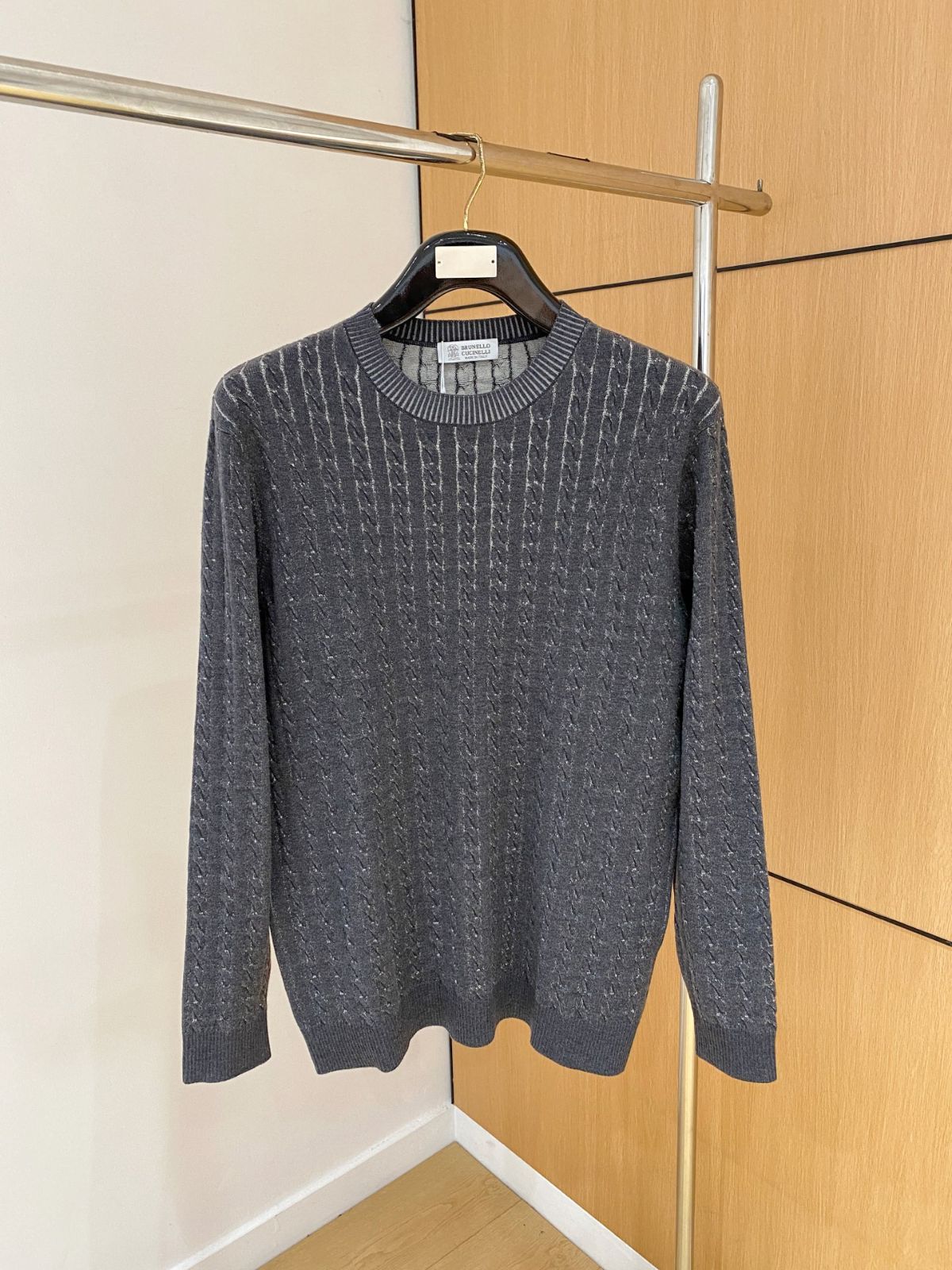 【極上美品】Brunello Cucinelli クルーネックケーブルセーター グレーM～3XL【送料無料】 Brunello Cucinelli○メンズ