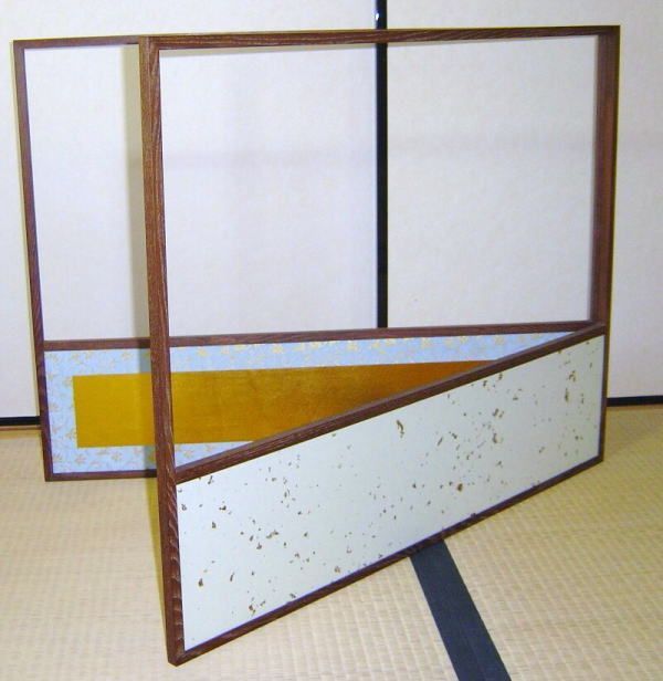 茶器/茶道具 風炉先屏風】 風炉先 2尺4寸 竹屋町裂 上部透し 京間用