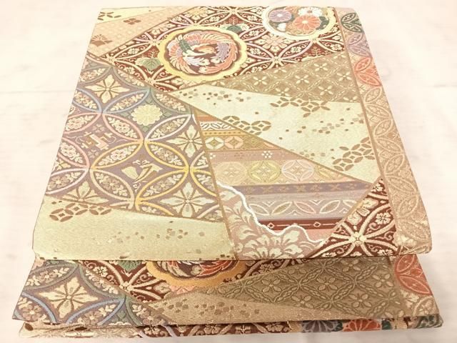 浪平部屋　メルカリ便 平和屋着物＊夏物 六通柄袋帯 舞蝶文 金糸 正絹 逸品 AAAX6147jh