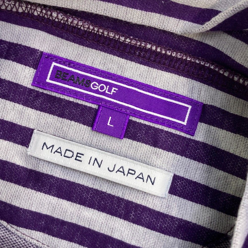 サイズ：L BEAMS GOLF ビームスゴルフ  ハーフジップ長袖Tシャツ ストライプ柄 パープル系 [240101433978] ゴルフウェア レディース ストスト BEAMS GOLF ビームスゴルフ ハーフジップ長袖Tシャツ ストライプ