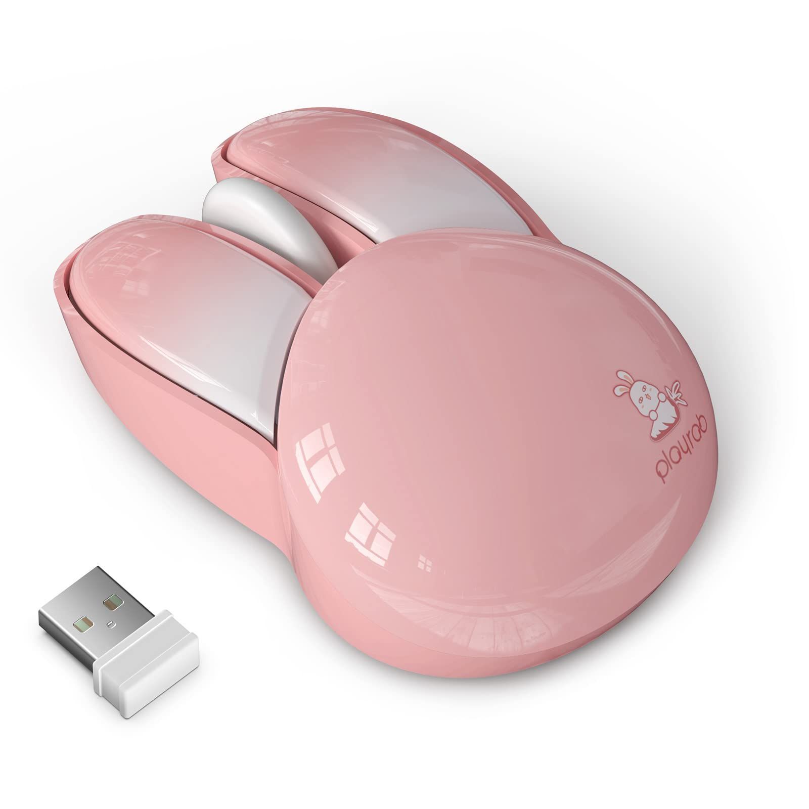 【数量限定】かわいい ウサギ型 コンパクト 静音 2.4GHz 無線マウス 高精度 省エネモード ワイヤレスマウス 持ち運び便利 Mac/Windows/Surface/Microsoft 可愛い Proに対応 (ピンク）