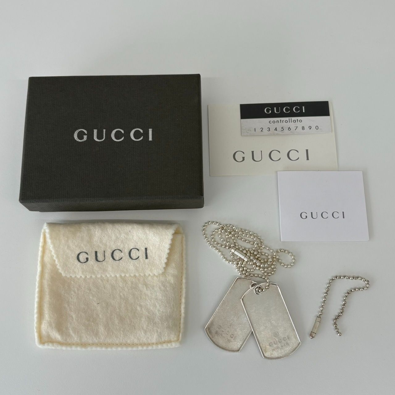【箱・付属品完備】GUCCI グッチ ネックレス ドッグタグ GUCCI グッチ ドッグタグ プレート ネックレス シルバー SILVER