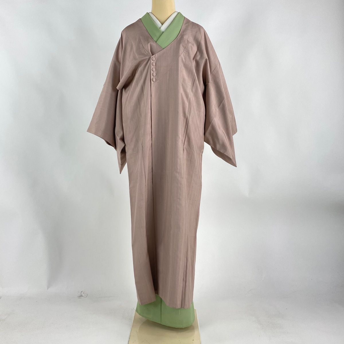 道中着 身丈85cm 裄丈64cm M 和装コート 地紋 松竹梅 ピンクベージュ  