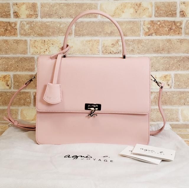 訳有未使用 アニエスベー agnes b. ☆ レザー 2WAY ハンドバッグ 自立 