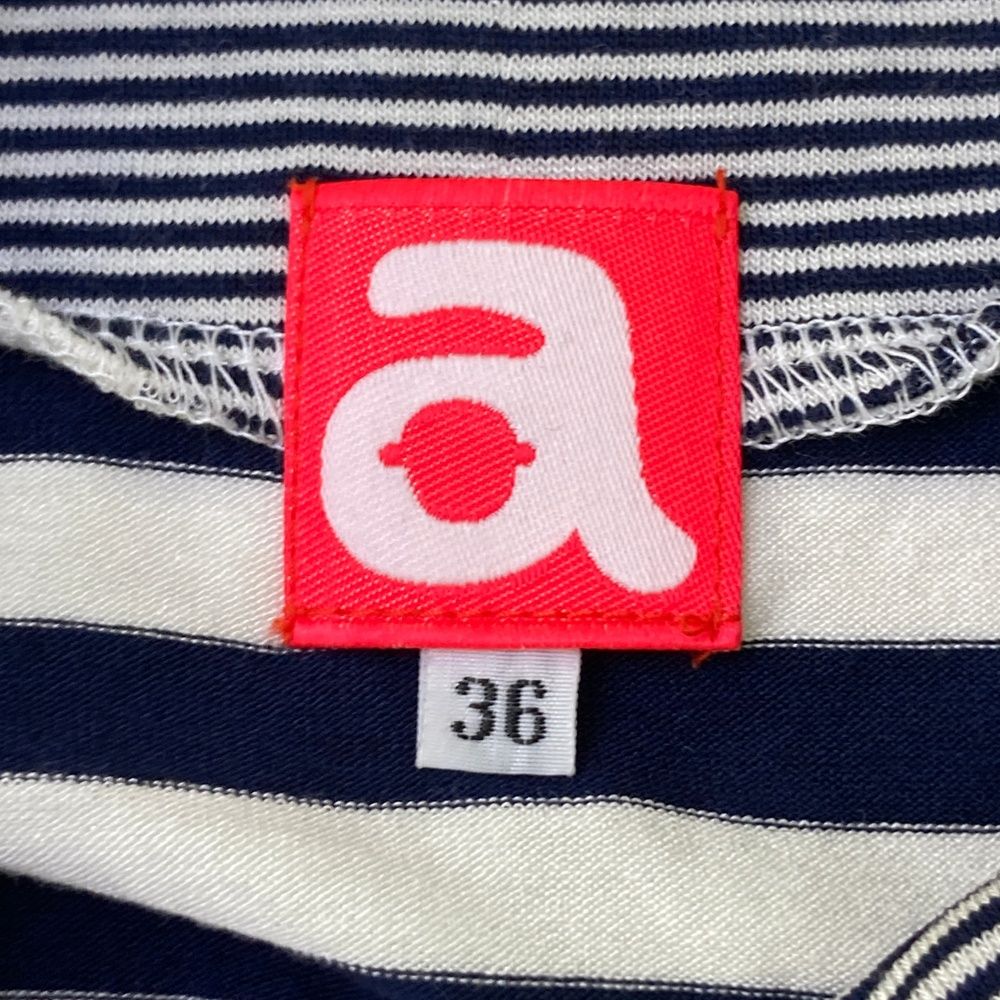 サイズ：36 ARCHIVIO アルチビオ 襟付長袖Tシャツ ボーダー柄 ネイビー