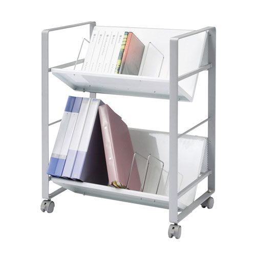 サンワサプライ ファイルワゴン 2段収納 斜め棚板タイプ WG-50N2