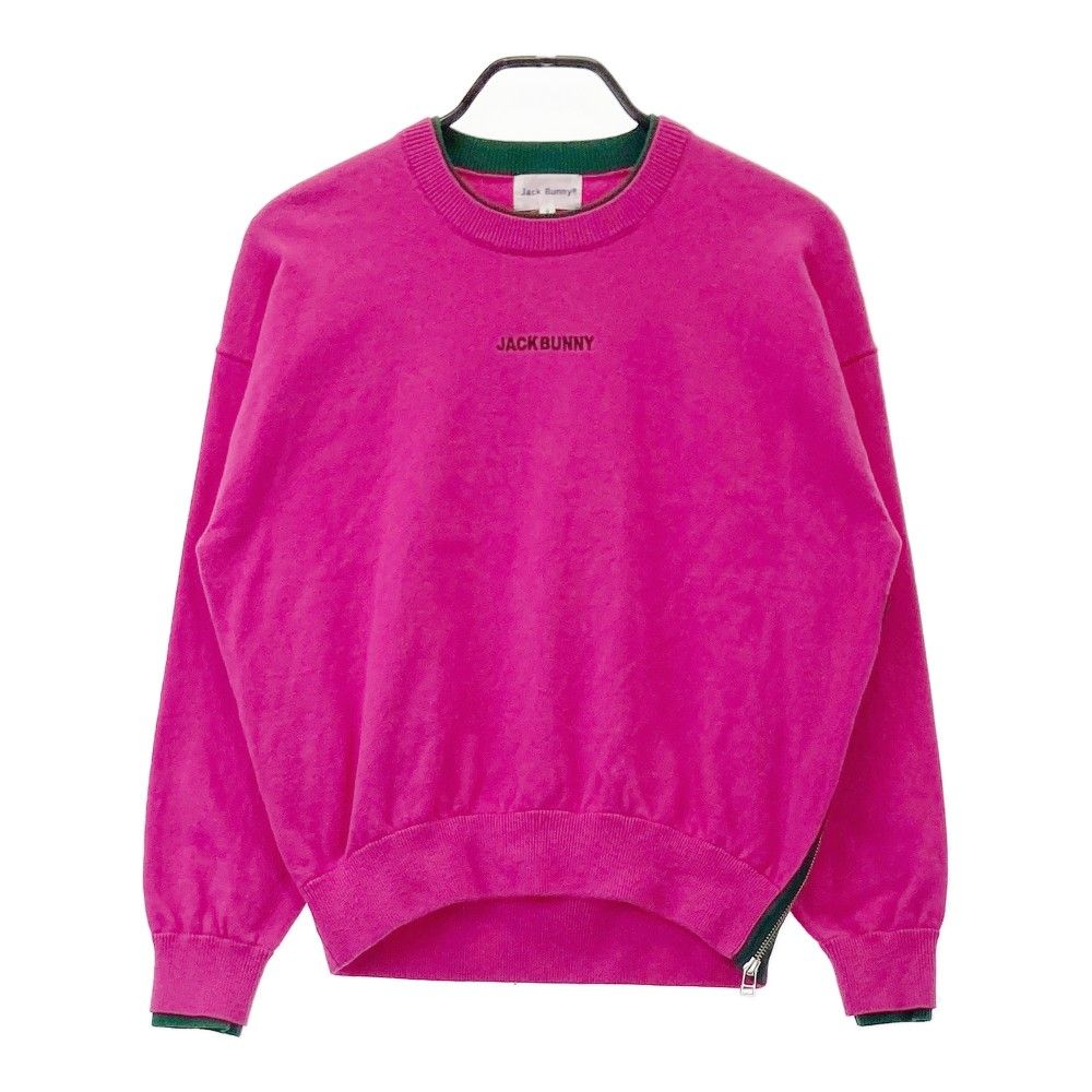 サイズ：1 JACK BUNNY ジャックバニー ニットセーター ロゴ刺繍 ピンク