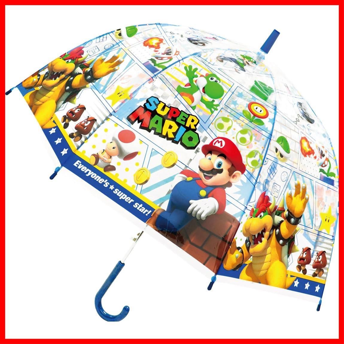 在庫 ビニール傘 ジェイズプランニング 任天堂 スーパーマリオ コミック ブルー 親骨55 cm 32484