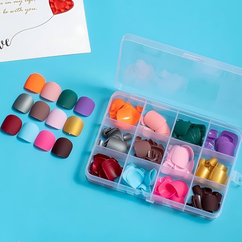 COLORBIRD ネイルチップ 足 12色 ケース付 フット フットネイルチップ 黒 ピンク 青 赤 (足用マット)