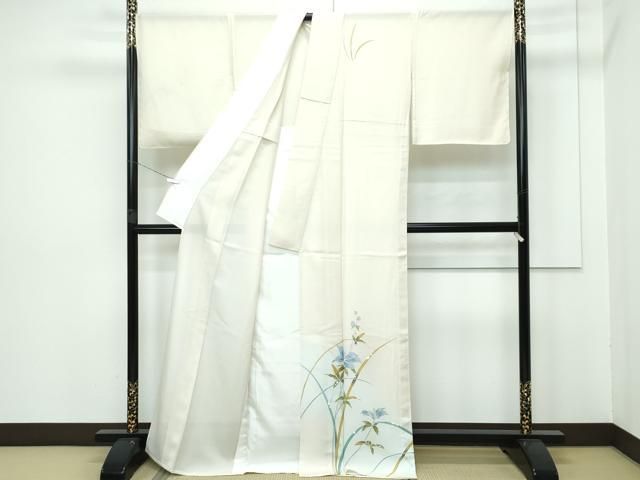 平和屋本店■極上　夏物　訪問着　絽　草花文　暈し染め　金彩　砥粉色地　反端付き　逸品　未使用　CZAA2819s5 平和屋本店□極上 夏物 訪問着 絽 草花文 暈し染め 金彩 砥粉色地 反端