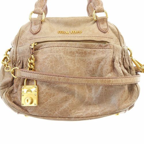 ミュウミュウ miumiu 南京錠チャーム ハンドバッグ ショルダーバッグ