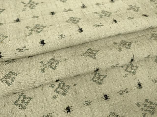 平和屋着物▽上質な紬 単衣 絣横段文 正絹 DAAT9662az