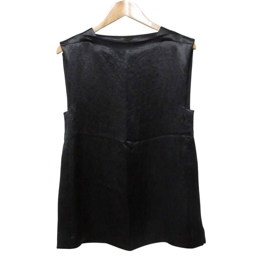 23SS JIL SANDER ジルサンダー シルキーサテン ノースリーブカットソー 34 ブラック レディース 古着