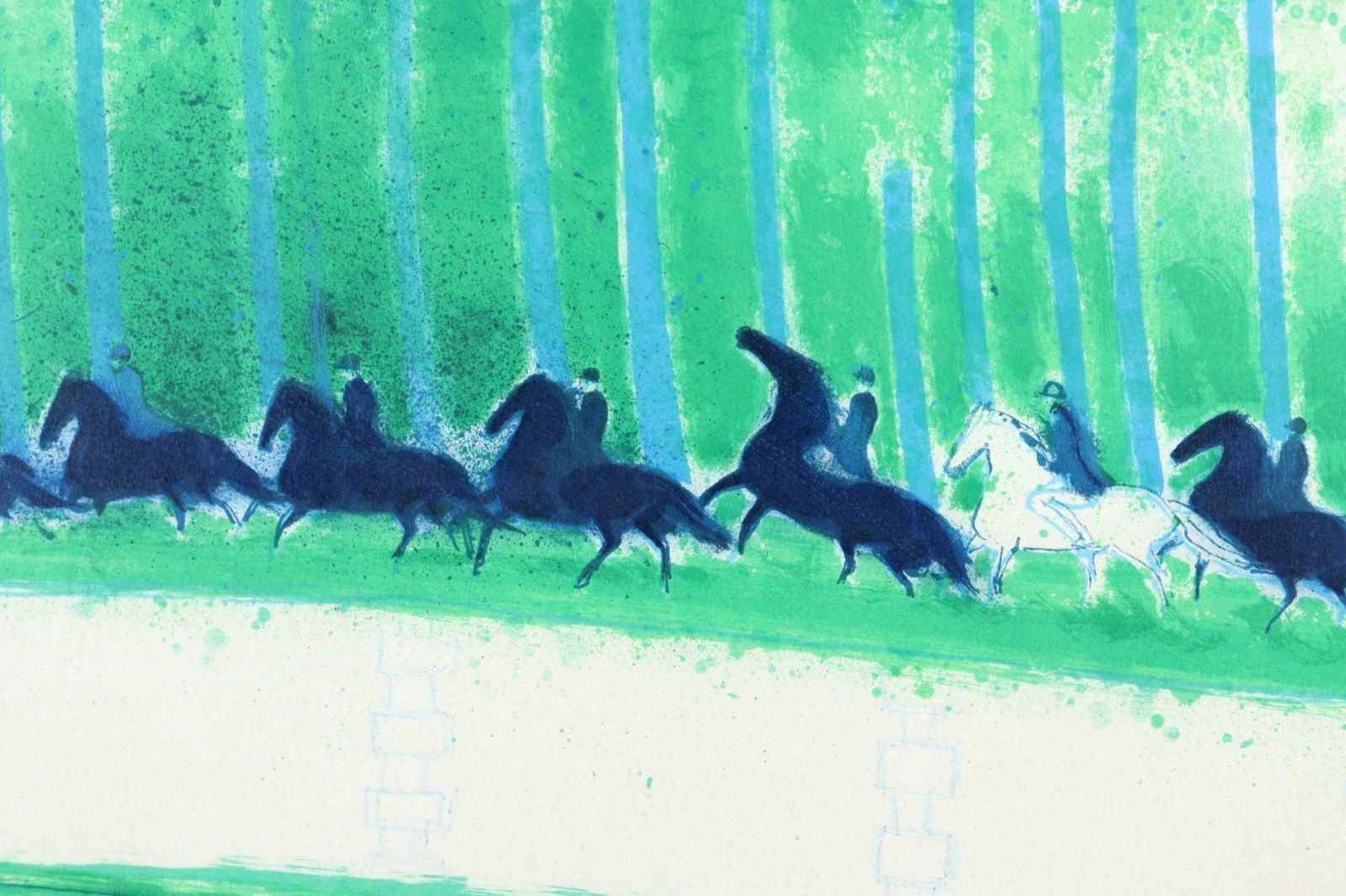 ブラジリエ 「春の乗馬」 リトグラフ76/150 直筆サイン 唐物