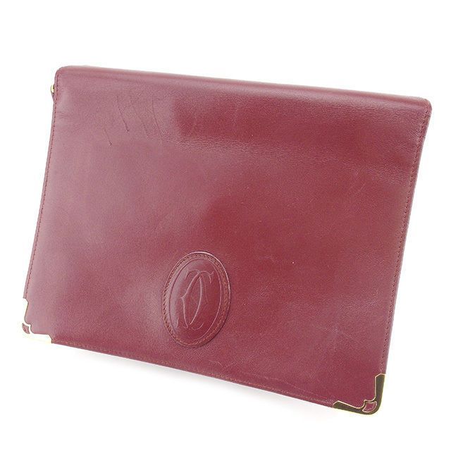 美品　Cartier カルティエ　s26 マストライン　クラッチバッグ　ボルドー 美品 Cartier カルティエ s26 マストライン クラッチバッグ