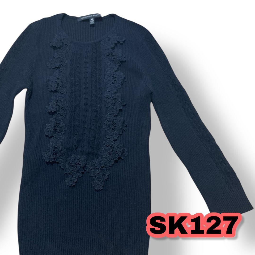 Alessandro dell Acqua アレッサンドロ デラクア 長袖リブニット 黒色 42サイズ レディーストップス 管理SK127