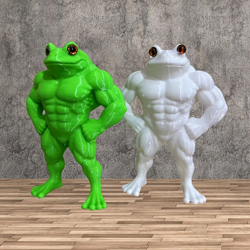 フィギュア 動物 マッスルカエル おもしろい 置物 10cm グリーン 緑