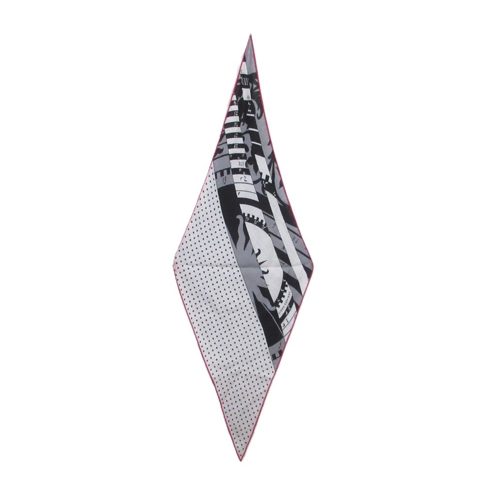 HERMES エルメス ロザンジュ 変形 ひし形 スカーフ グレー ブラック ピンク レディース 古着