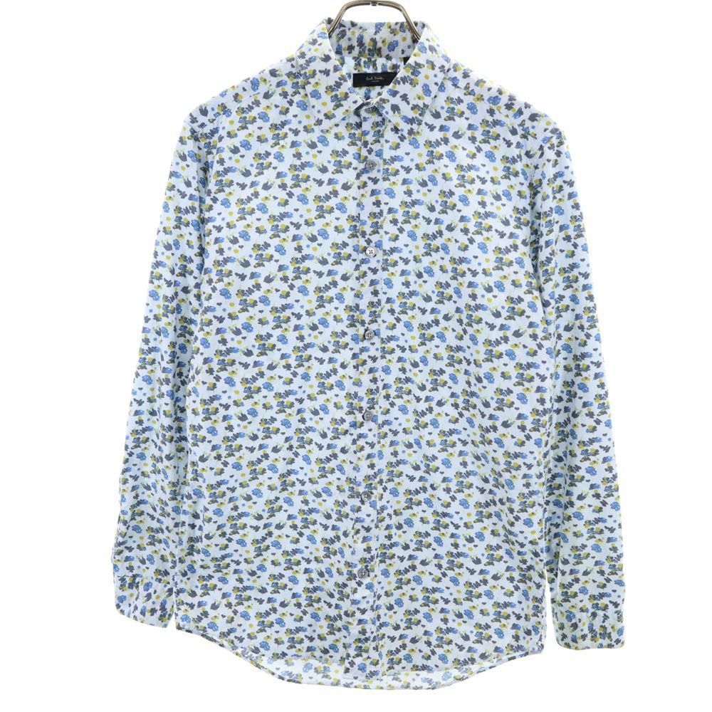 ポールスミス 日本製 総柄 長袖 シャツ M グレー系 Paul Smith メンズ 古着 【240503】