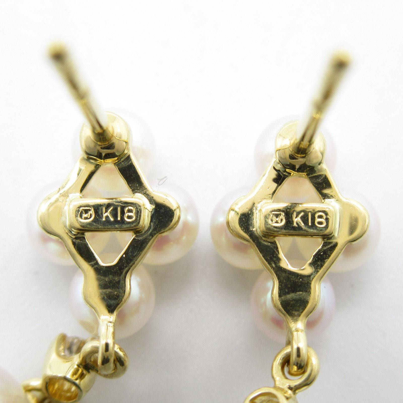 ミキモト MIKIMOTO ピアス パールピアス 1Pダイヤ K18（イエローゴールド） ダイヤモンド パールピアス 1Pダイヤ レディース Used  A - メルカリ