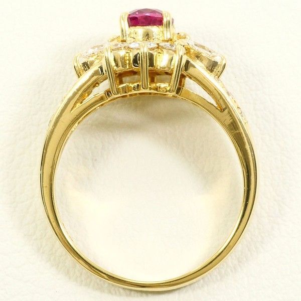 K18YG リング ring 指輪 10号 ルビー 0.69 ダイヤ 0.62 カード鑑別書