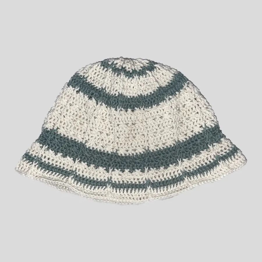 14 バケットハット　手編み　クロシェハット　クラッシャーハット　ダスティピンク