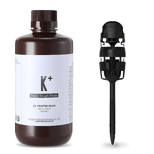 1000_K+ Pure Black RESIONE 3Dプリンターレジン abs 高強度で脆くないタフレジン 光硬化樹脂 405nm LCD DLP MSLA 光造形3Dプリンター用uvレジン 1000， K+ Pure Black