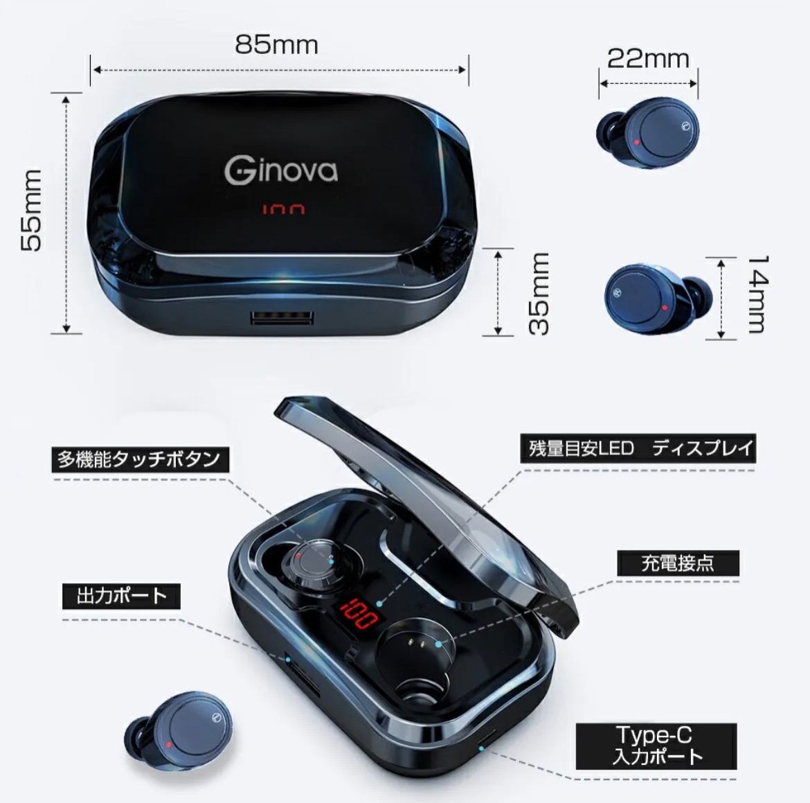 ginova ワイヤレス イヤホン イヤフォン G6 Bluetooth - イヤフォン