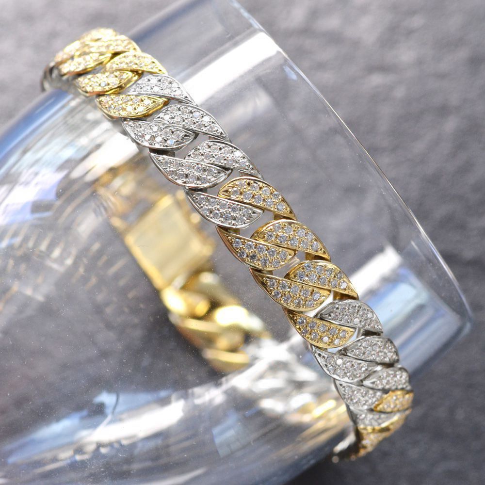 18金 メンズ ダイヤモンド ブレスレット ホワイトゴールドk18 トリロジー チェーン ダイヤ 男性用 宝石 送料無料 人気 バレンタイン 2024