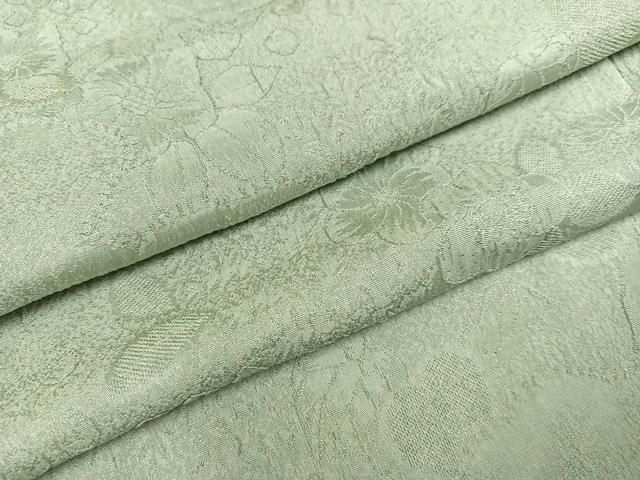 平和屋着物●上質な色無地 辻が花地紋 山葵色 正絹 AABC3394ph