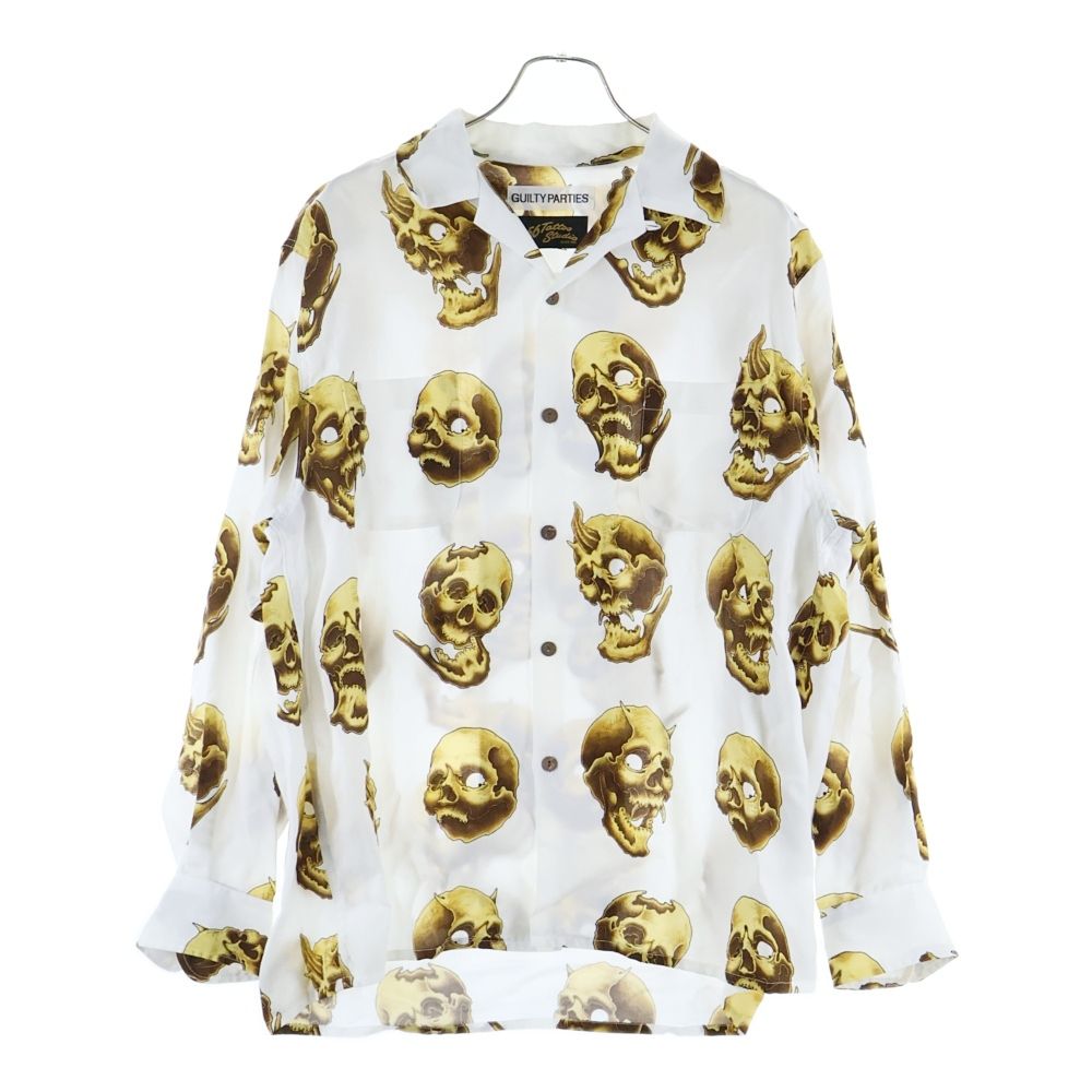 WACKO MARIA ワコマリア 24AW 56TATTOO STUDIO SKULL HAWAIIAN SHIRT L S スカル総柄 ハワイアンロングスリーブシャツ ホワイト 56TS-WM-HI14