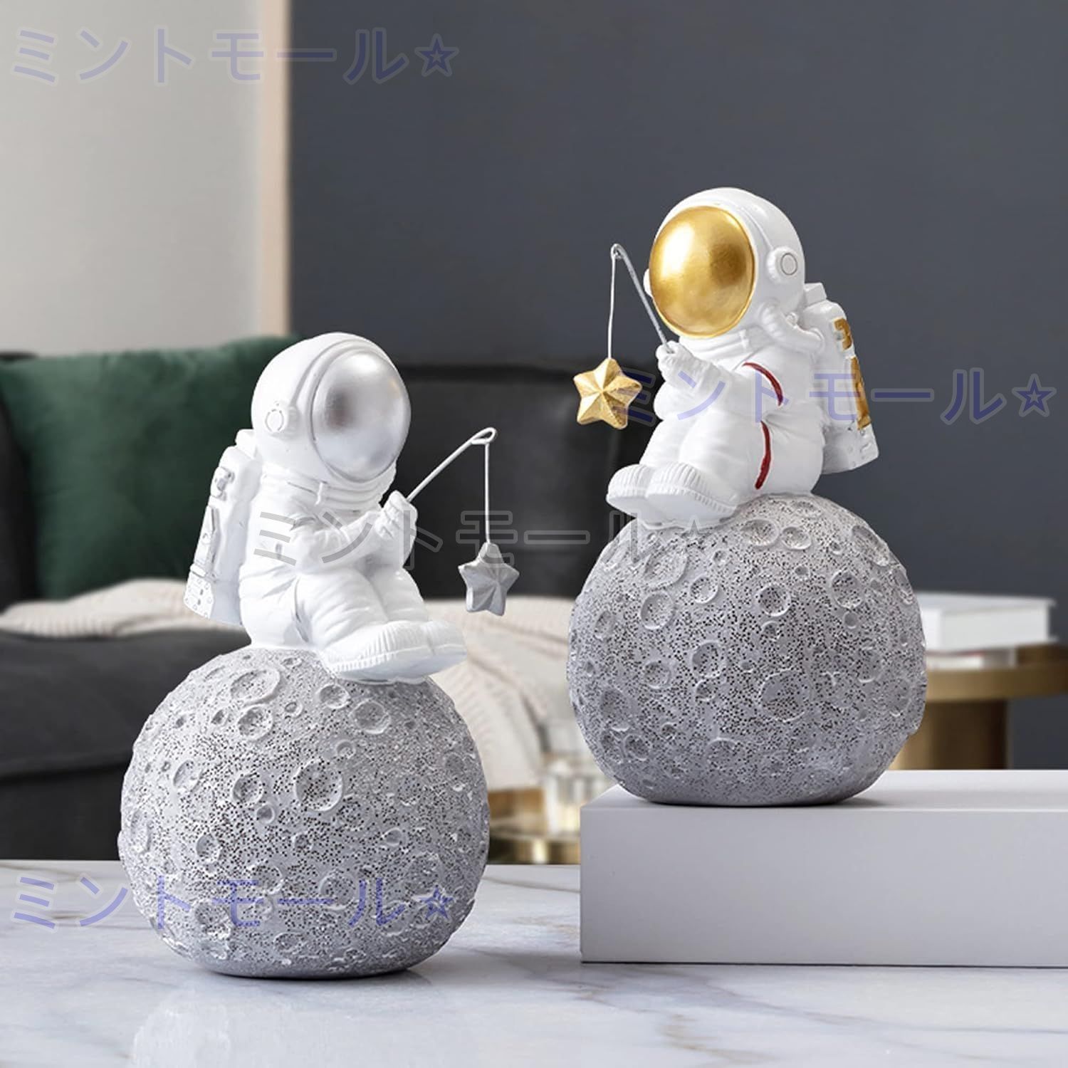 スペースマン 星 装飾 宇宙飛行士 置物 グッズ 星を釣る人 小さな装飾