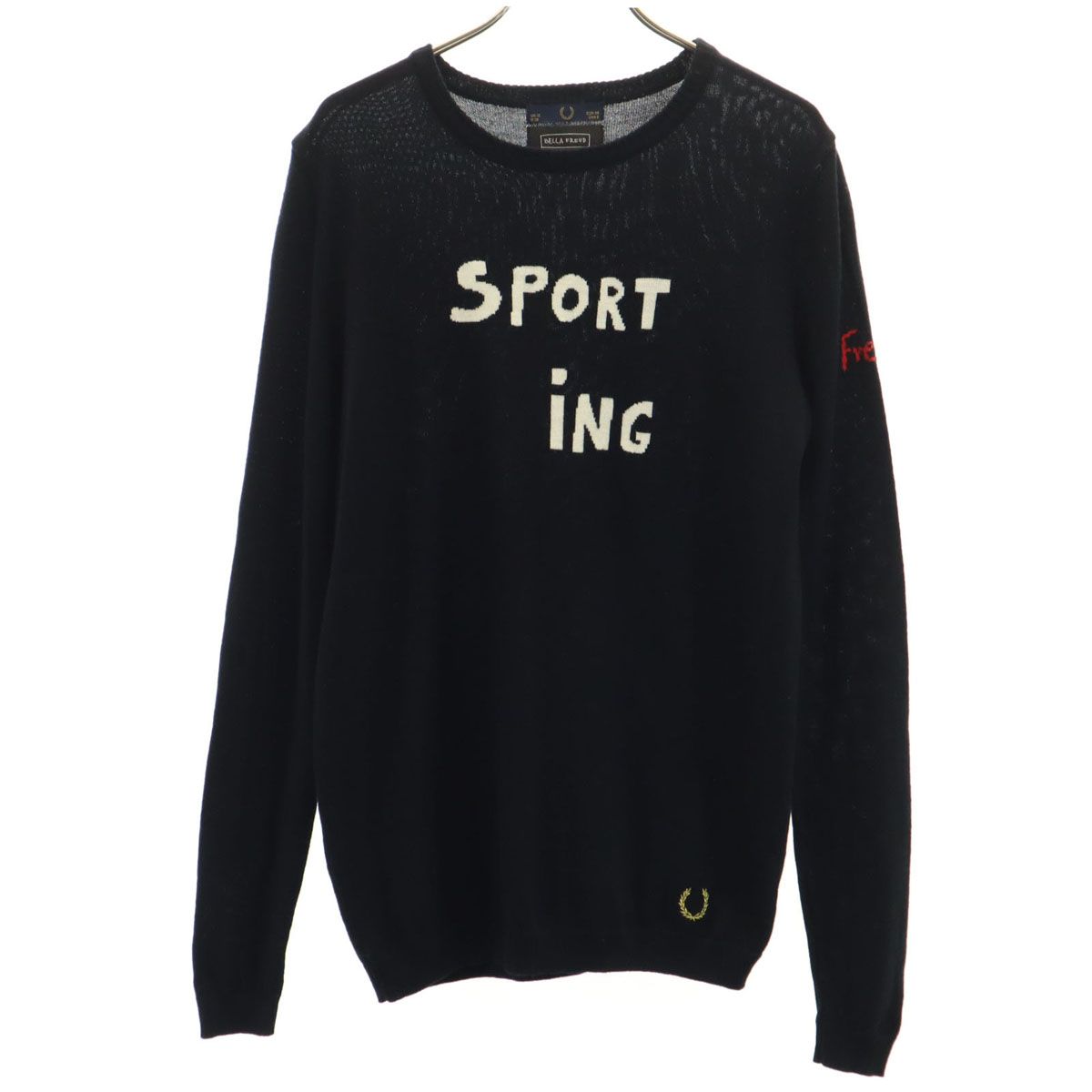 古着 FRED PERRY フレッドペリー BELLA PREUD ベラフロイド コラボ 長袖 ニット 12 ブラック レディース FRED PERRY フレッドペリー BELLA PREUD ベラフロイド コラボ 長袖