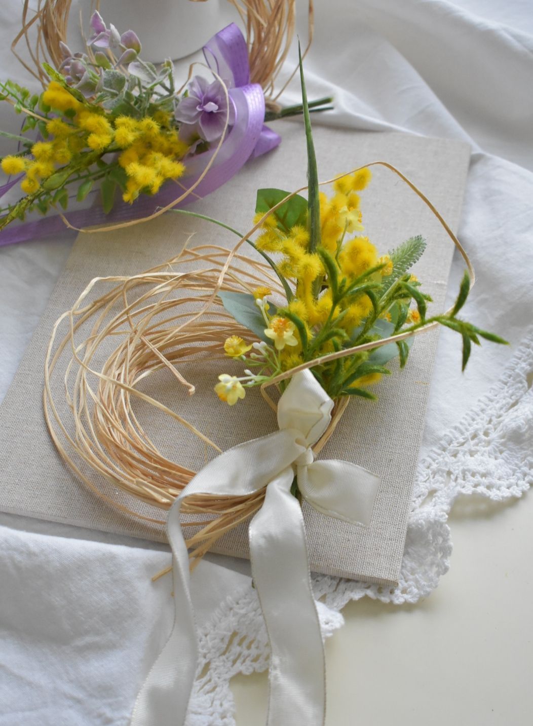 2way☆春を告げるミモザのスワッグリース☆イエロー×グリーン - メルカリ 