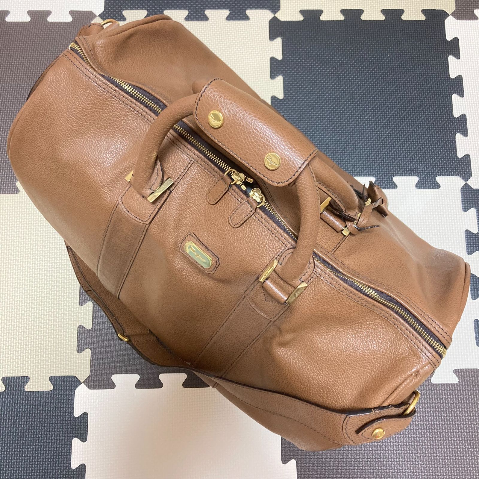 Ferragamo フェラガモ 2way ボストンバッグ ショルダー レザー 茶 Ferragamo フェラガモ 2way ボストンバッグ ショルダー レザー 茶