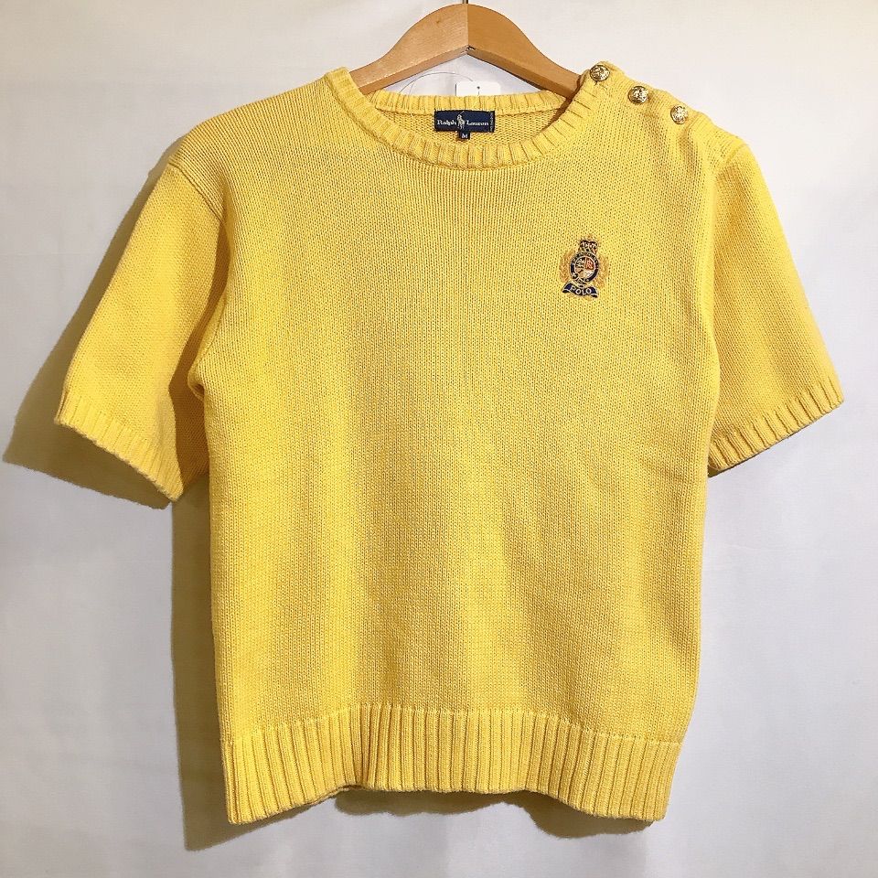 ポロラルフローレン　半袖ニット　イエロー ポロ ラルフローレン POLO RALPH LAUREN ニット ケーブル編み