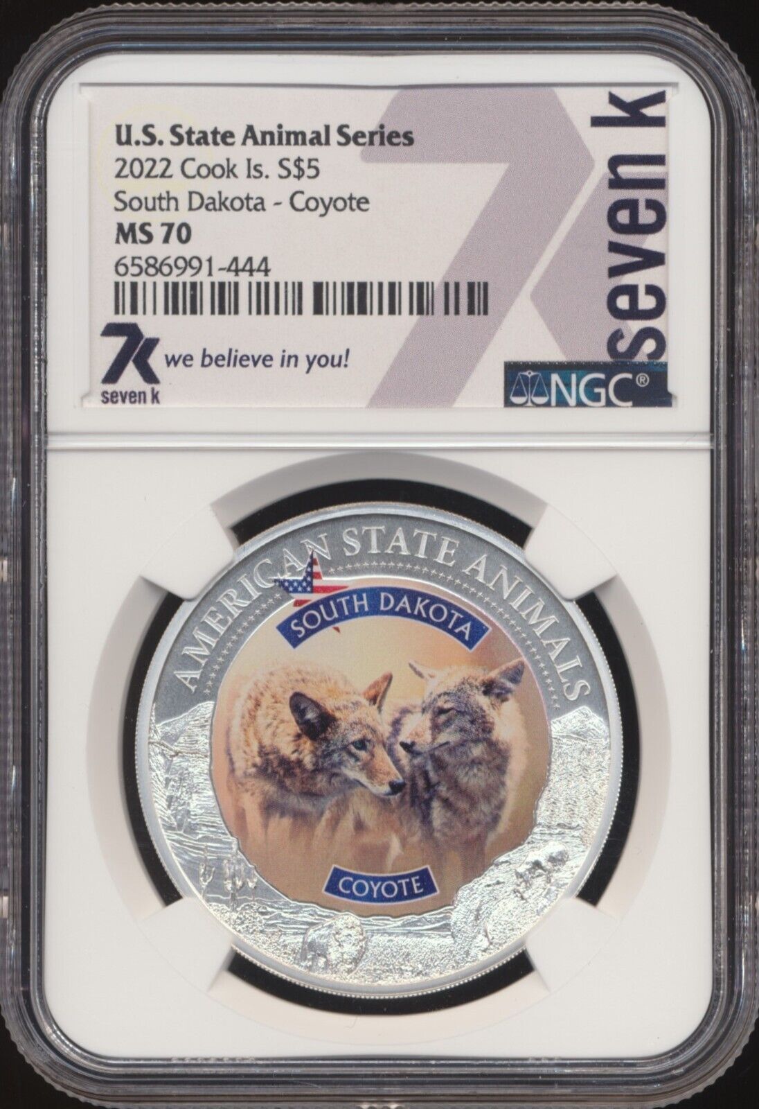 2025 Cook Islands - State Animal Series -South Dakota - Coyote - NGC MS70