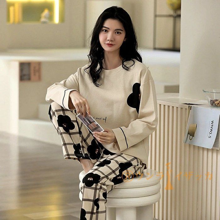 服 パジャマ レディース ルームウェア 上下セット 長袖 綿 かぶり