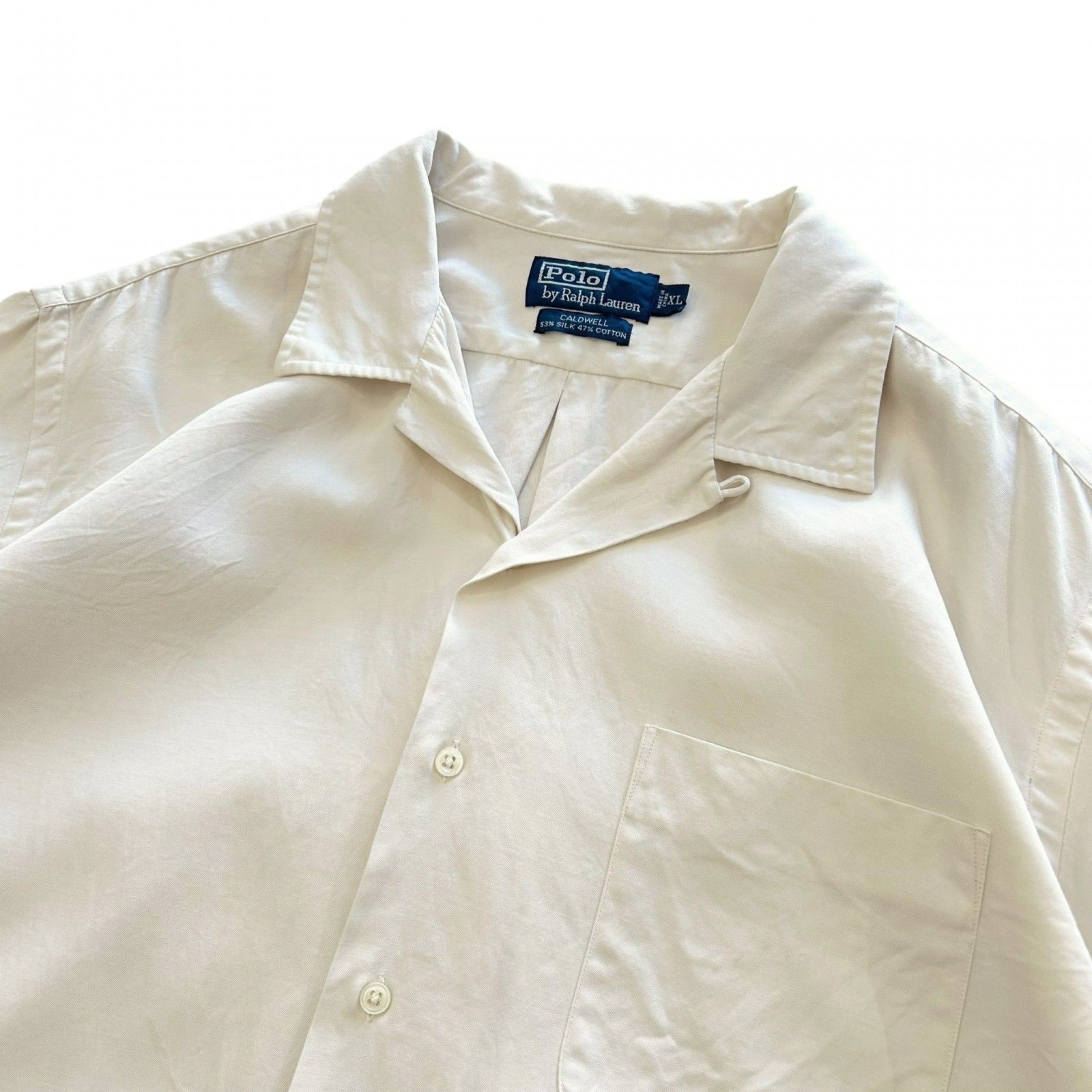 90s Ralph Lauren Shirt CALDWELL XL！ ホワイト XLサイズ 90s Polo by Ralph Lauren CALDWELL 半袖シャツ 完全